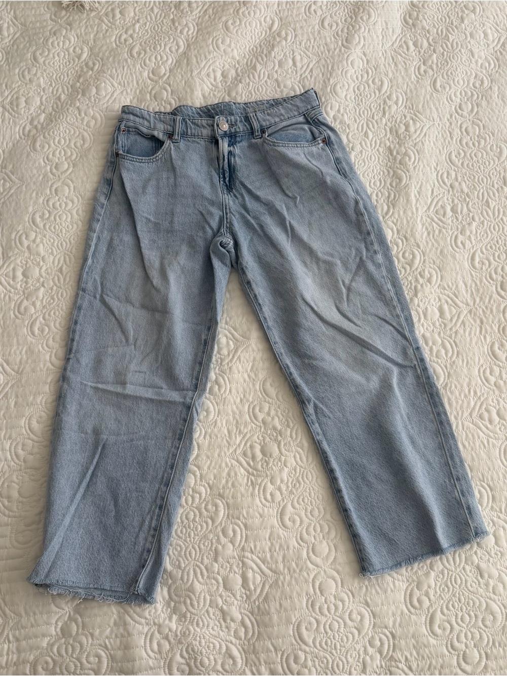 Rewash Classic Rise Light Wash Wide Leg Crop Jeans - Size 11 / 30
